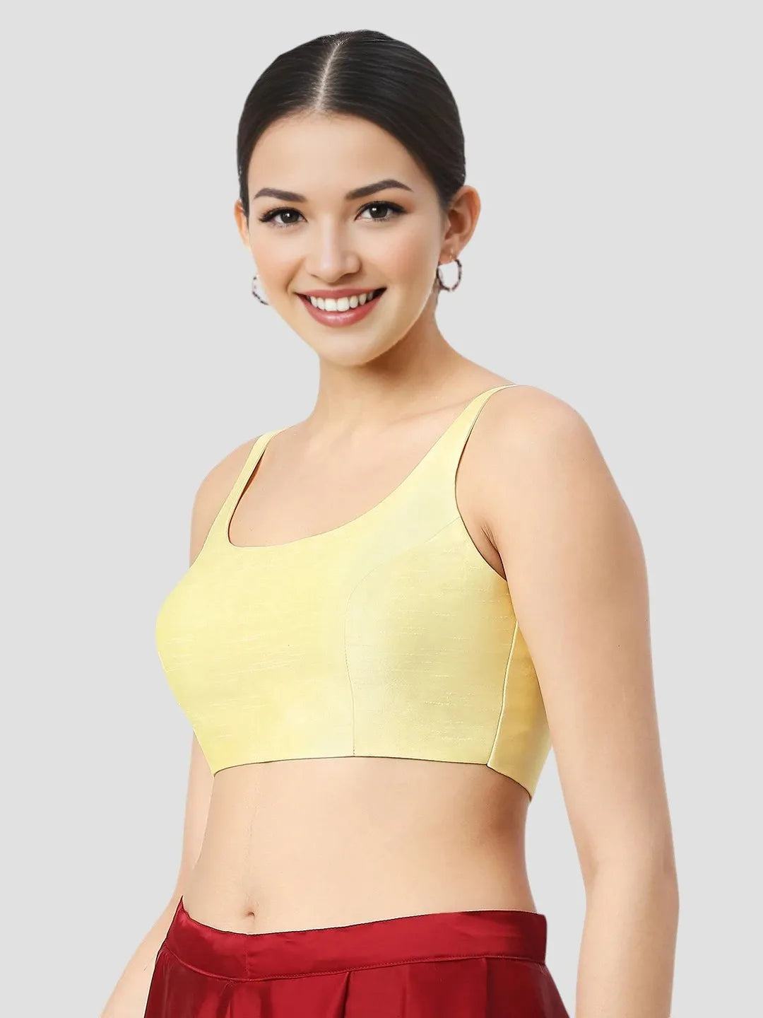 Lime Yellow Silk Sleeveless Blouse