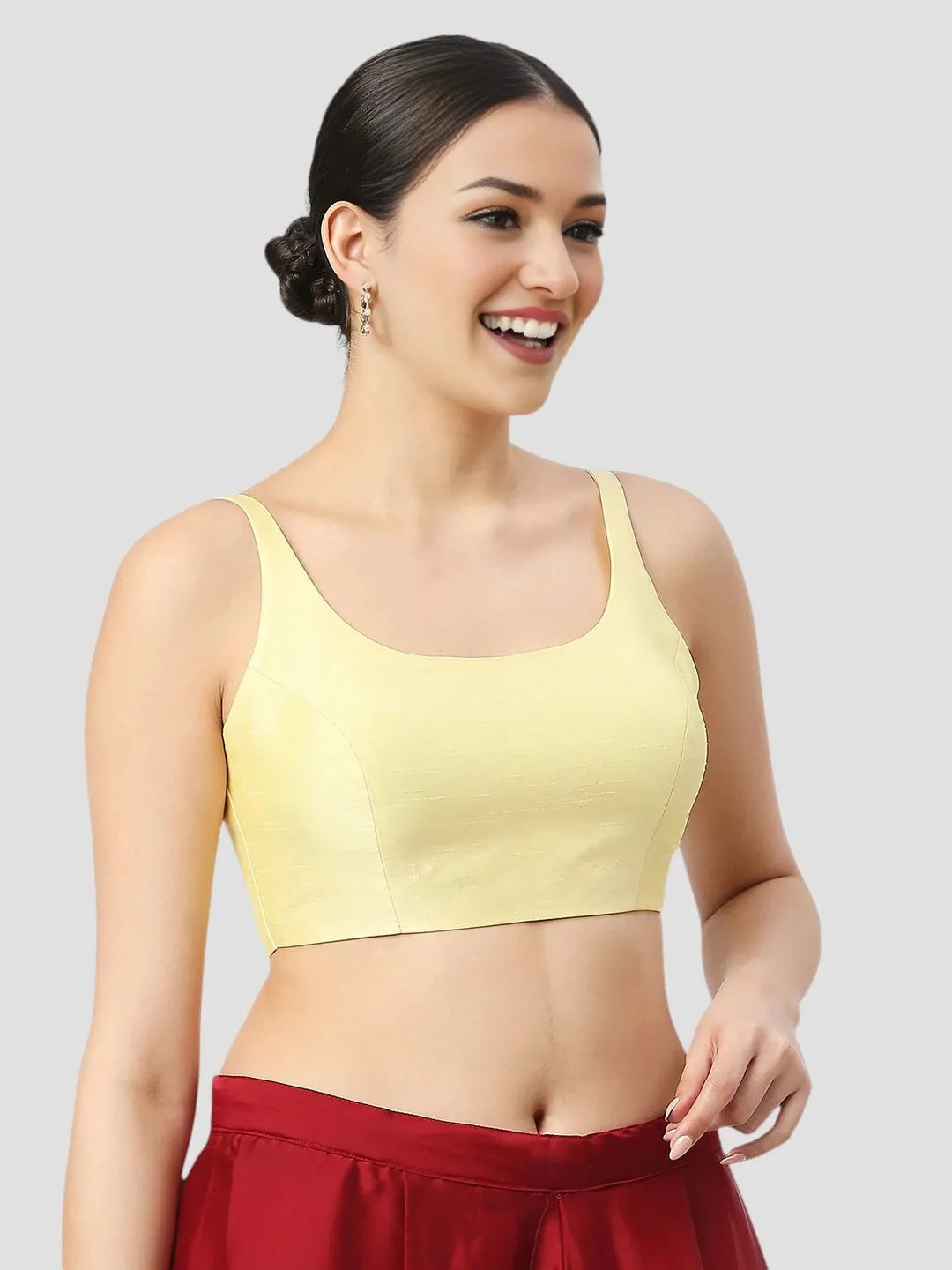 Lime Yellow Silk Sleeveless Blouse