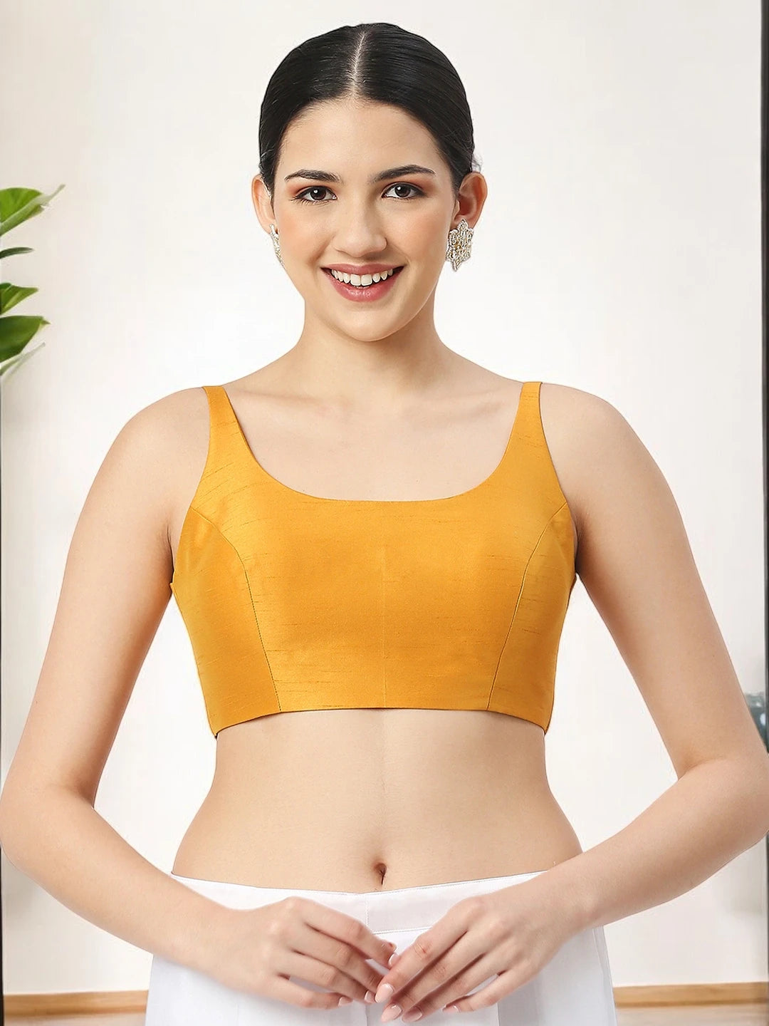 Mango Yellow Silk Sleeveless Blouse