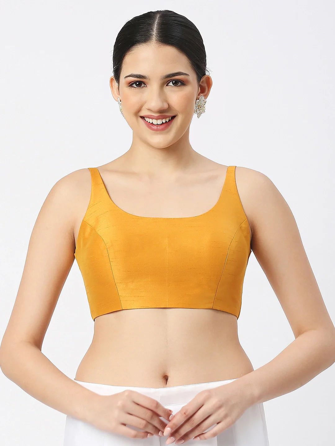 Mango Yellow Silk Sleeveless Blouse