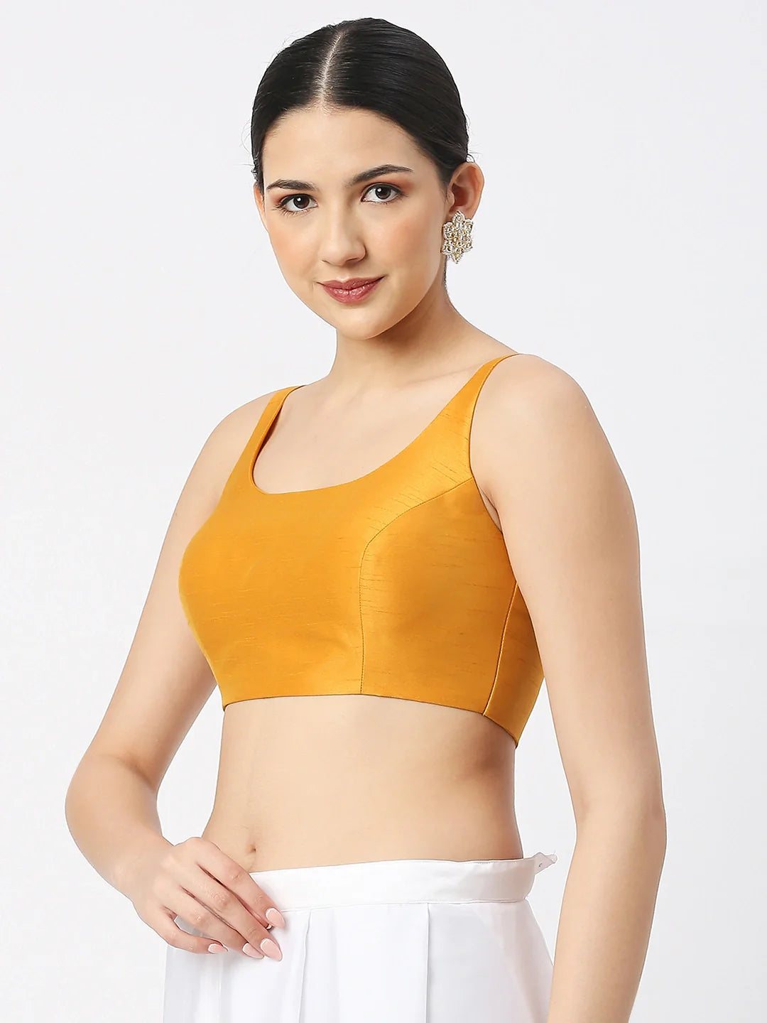Mango Yellow Silk Sleeveless Blouse