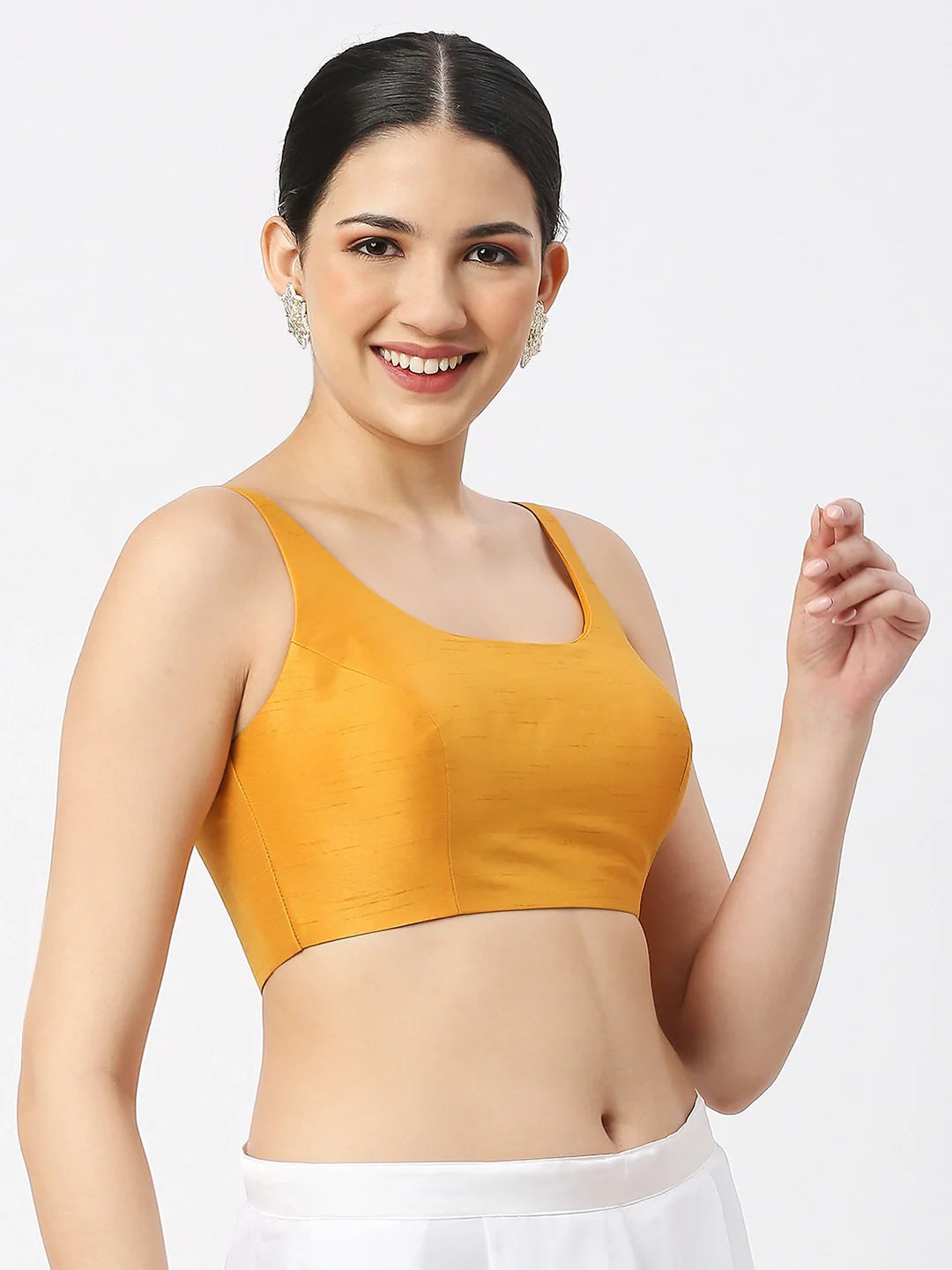 Mango Yellow Silk Sleeveless Blouse