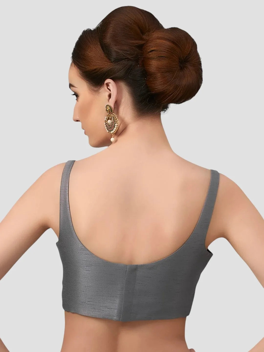 Graceful Grey Silk Blouse