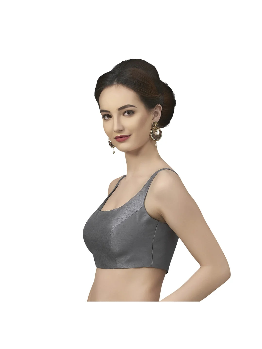 Graceful Grey Silk Blouse