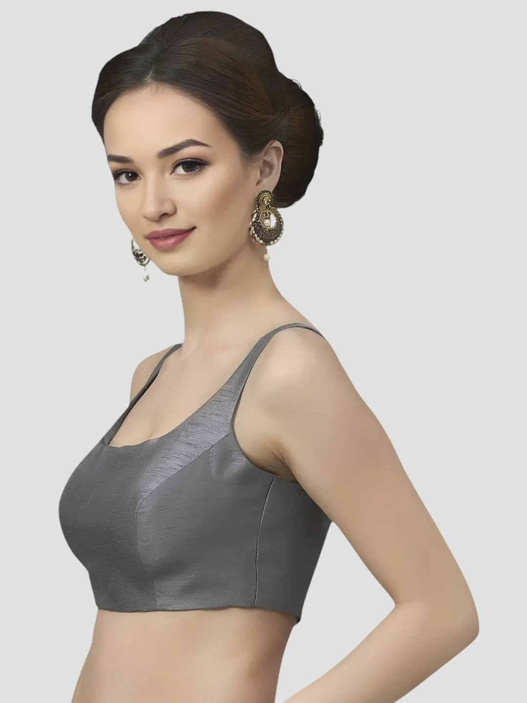 Graceful Grey Silk Blouse