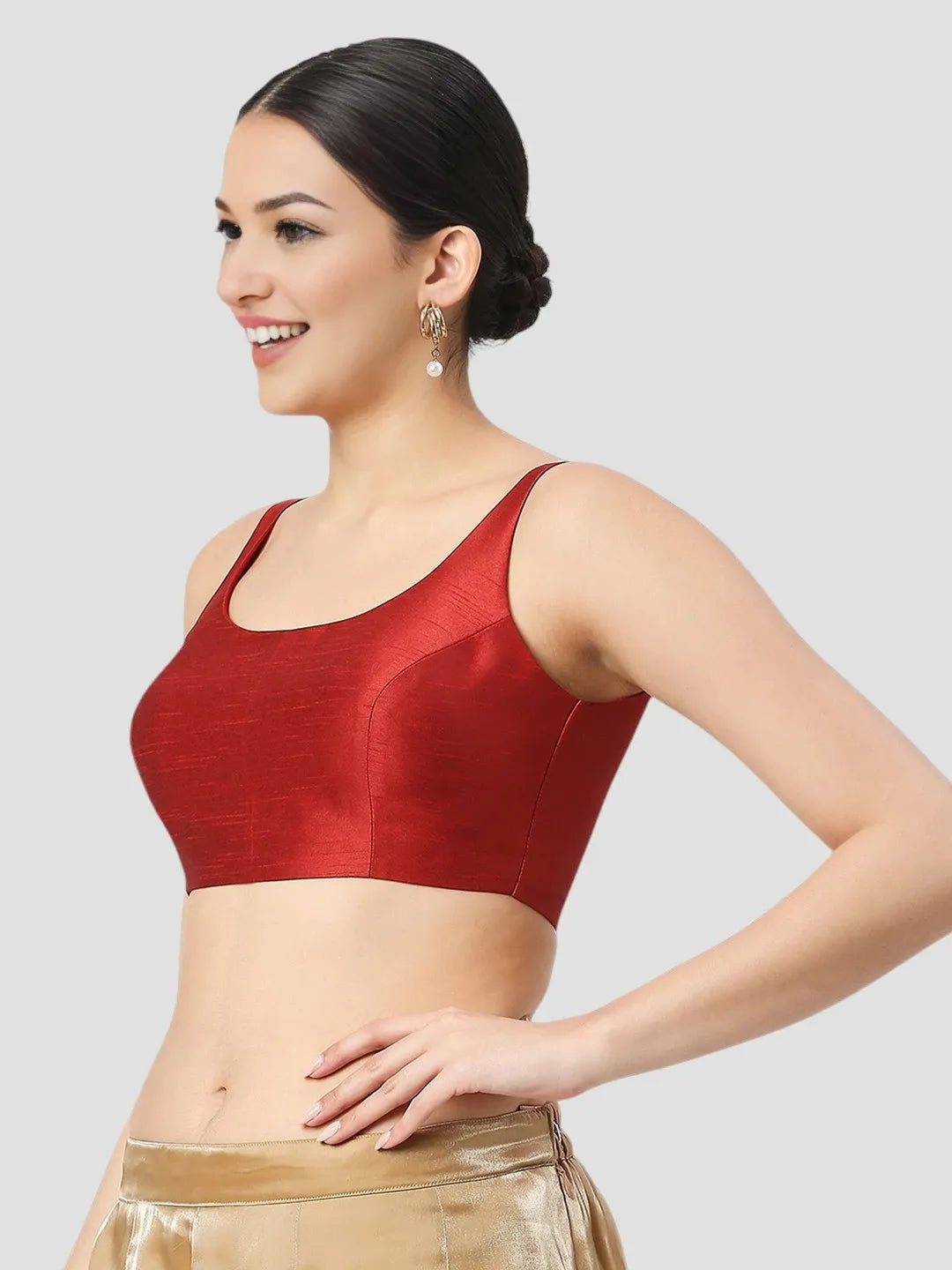 Burgundy Maroon Silk Blouse