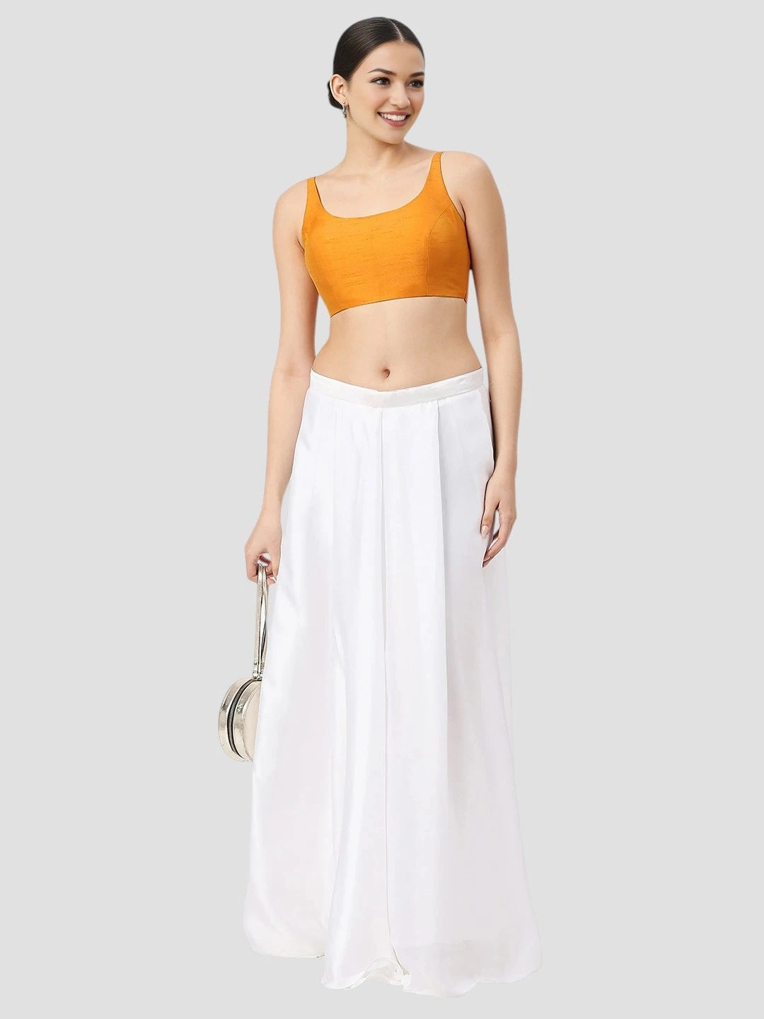 Mustard Silk V-Neck Blouse