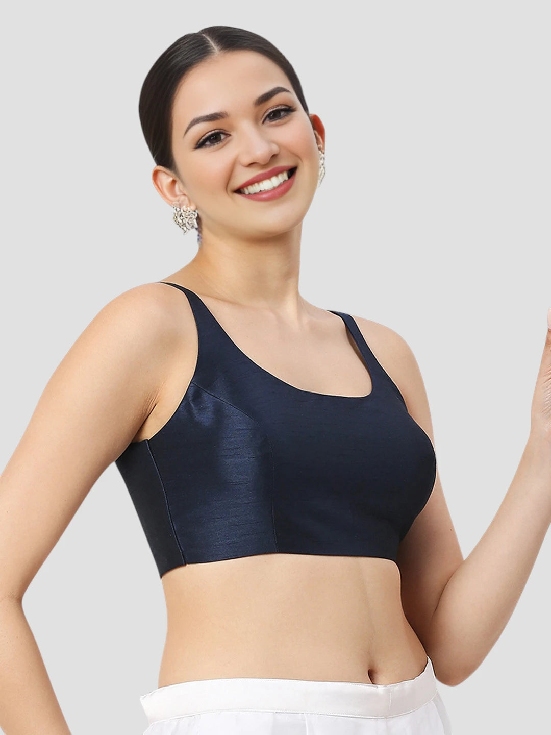 Navy Elegance Silk Blouse