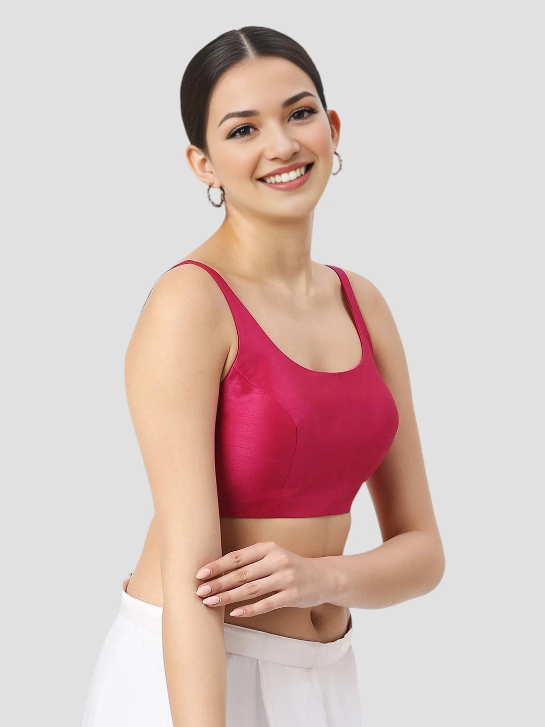 Rani Pink Silk V-Neck Blouse