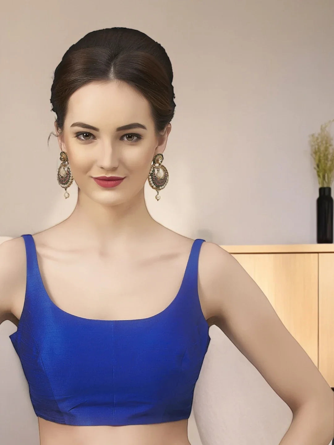 Royal Blue Silk Blouse