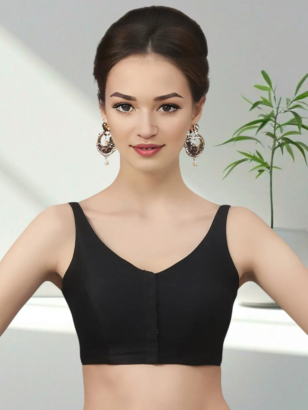 Black Silk V-Neck Blouse