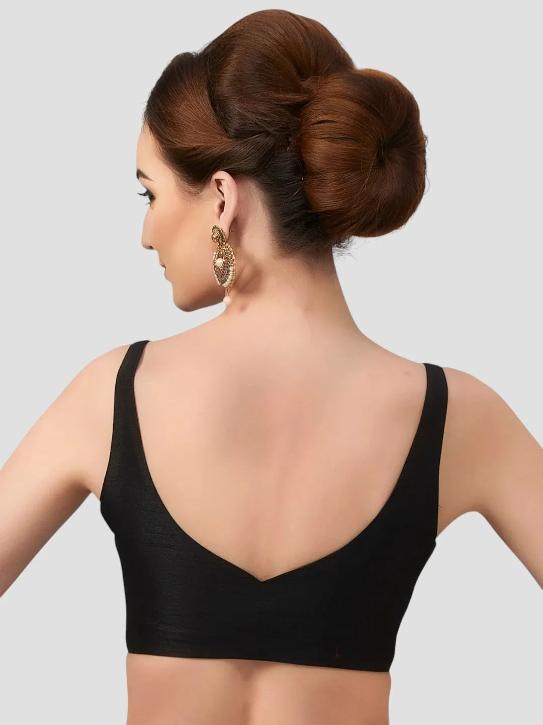 Black Silk V-Neck Blouse