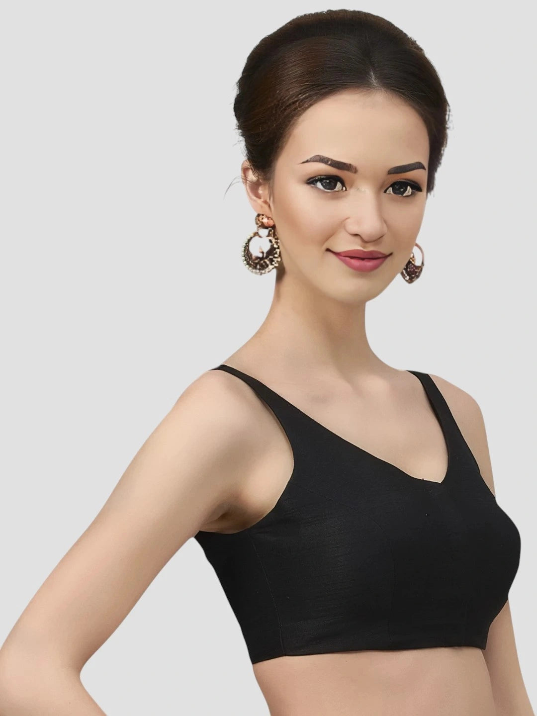 Black Silk V-Neck Blouse