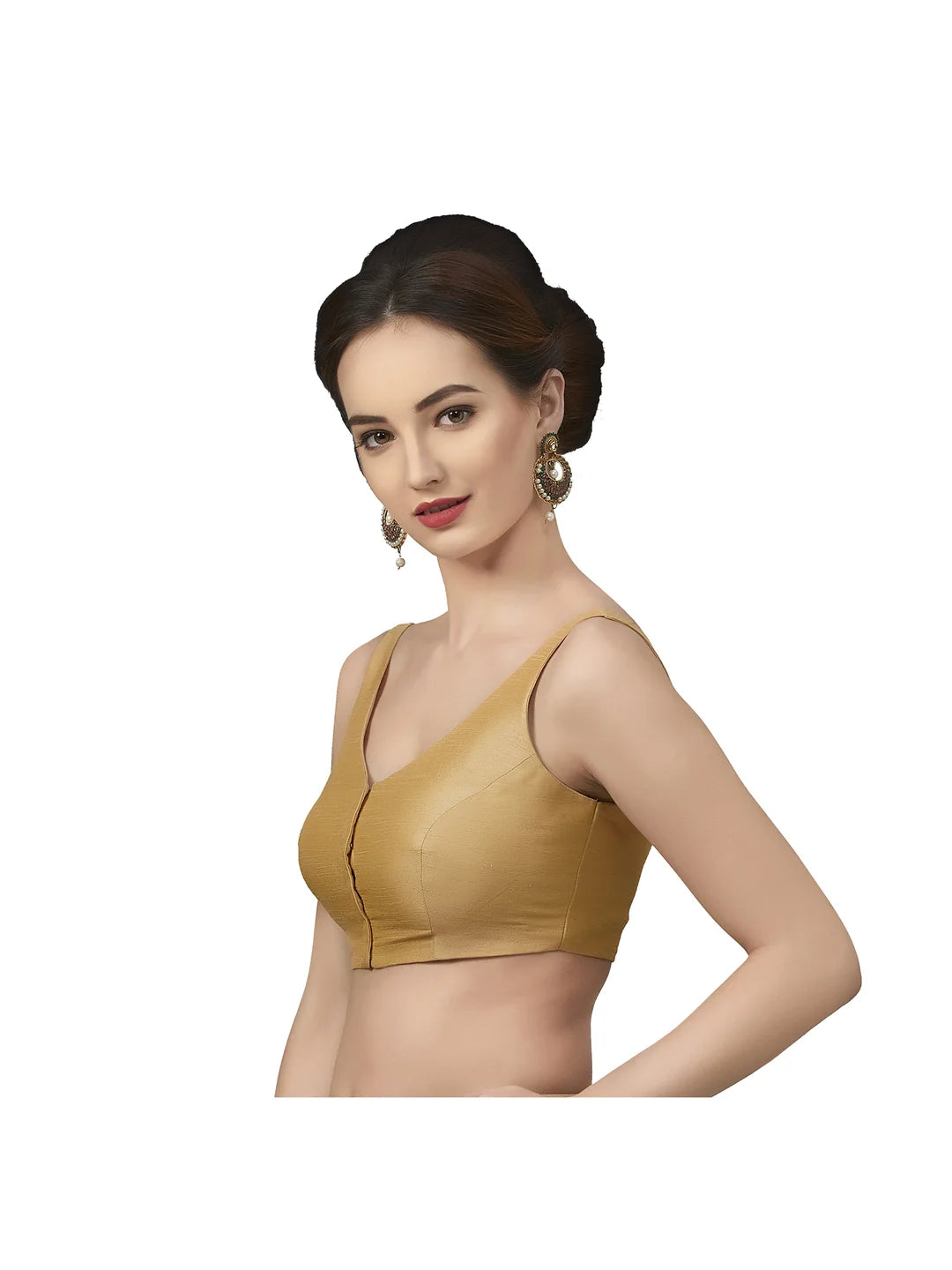 Golden Silk V-Neck Blouse