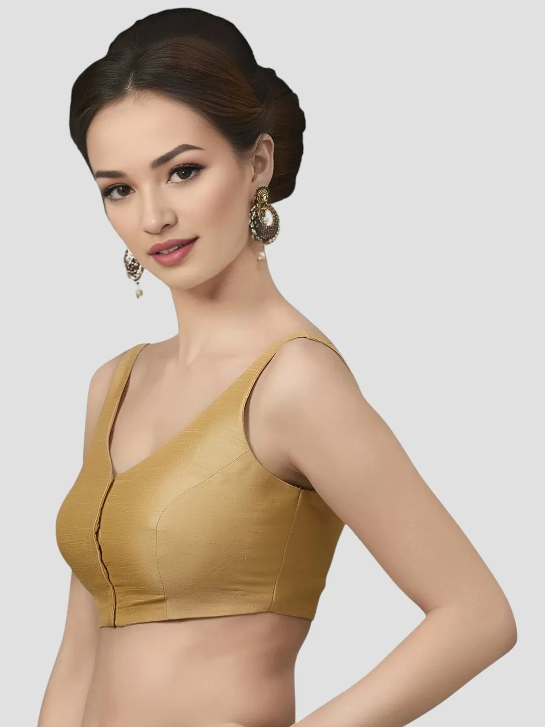 Golden Silk V-Neck Blouse