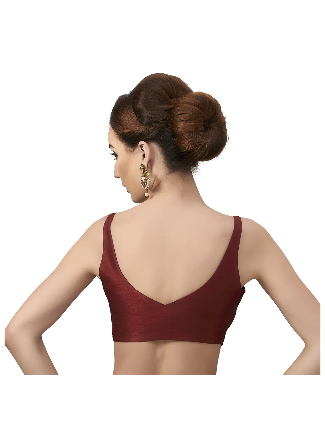 Maroon Silk V-Neck Blouse