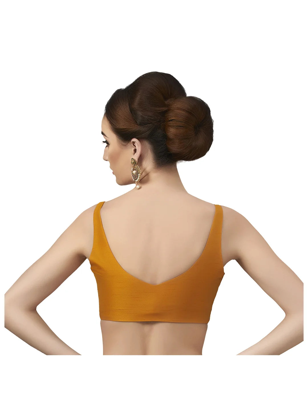 Mustard Silk V-Neck Blouse