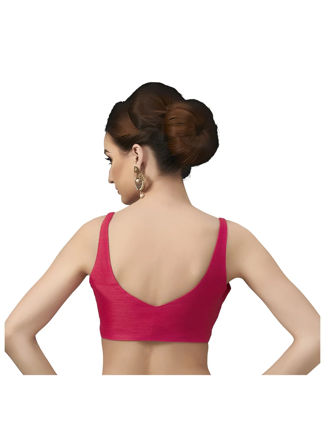 Rani Pink Silk V-Neck Blouse