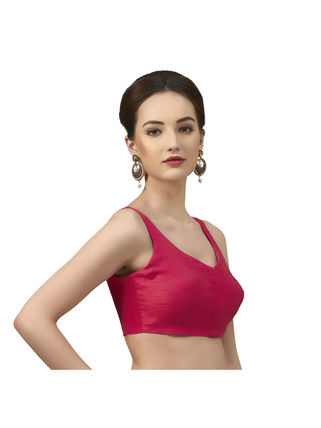 Rani Pink Silk V-Neck Blouse