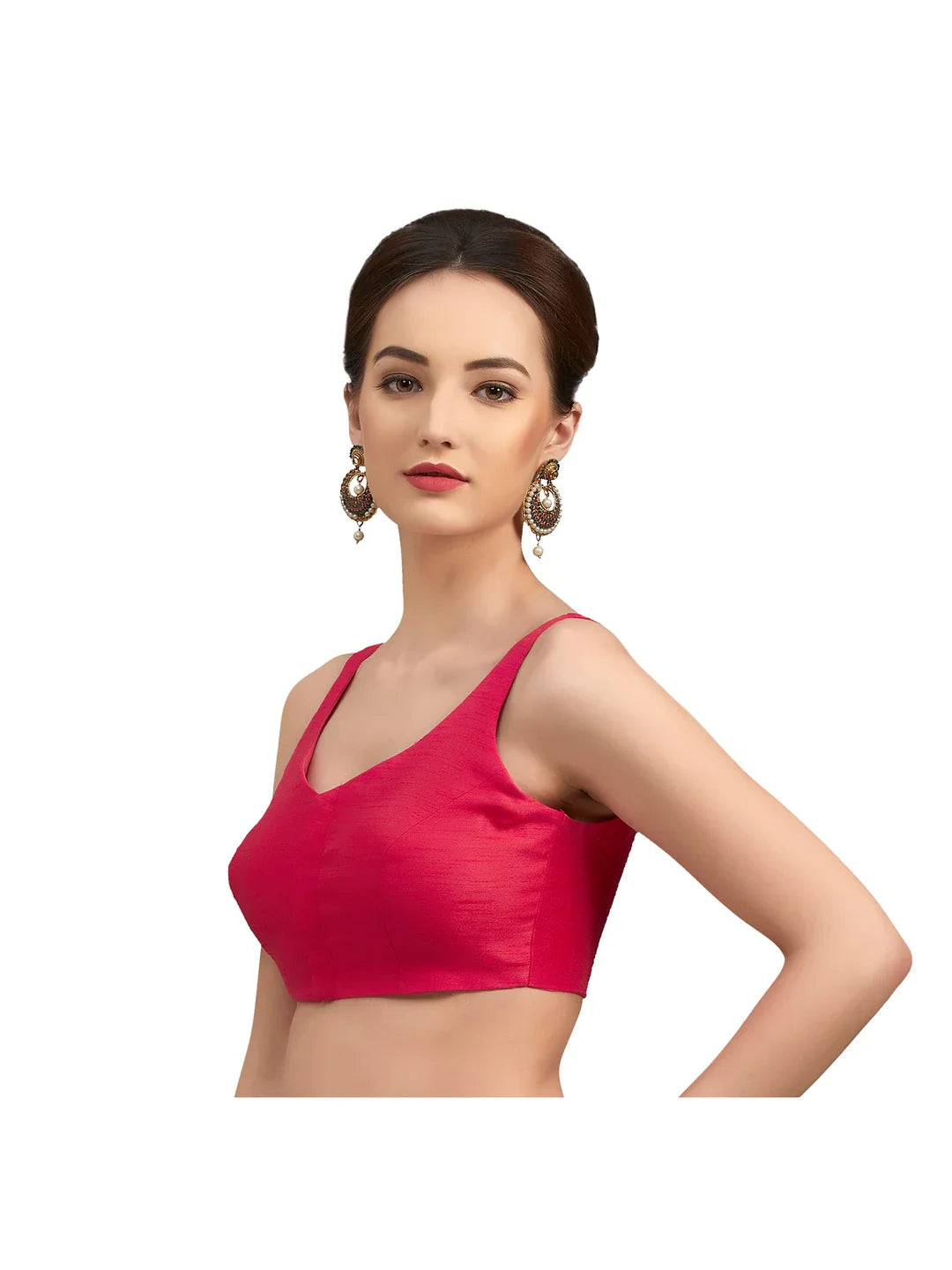 Rani Pink Silk V-Neck Blouse