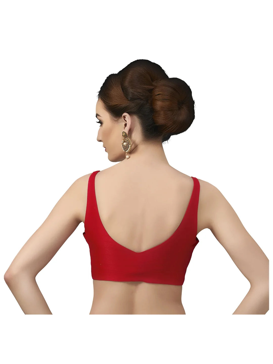 Red Silk V-Neck Blouse