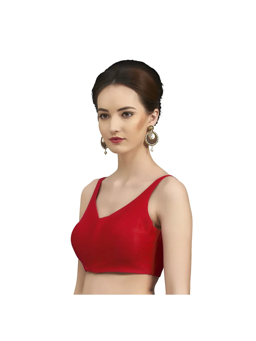 Red Silk V-Neck Blouse