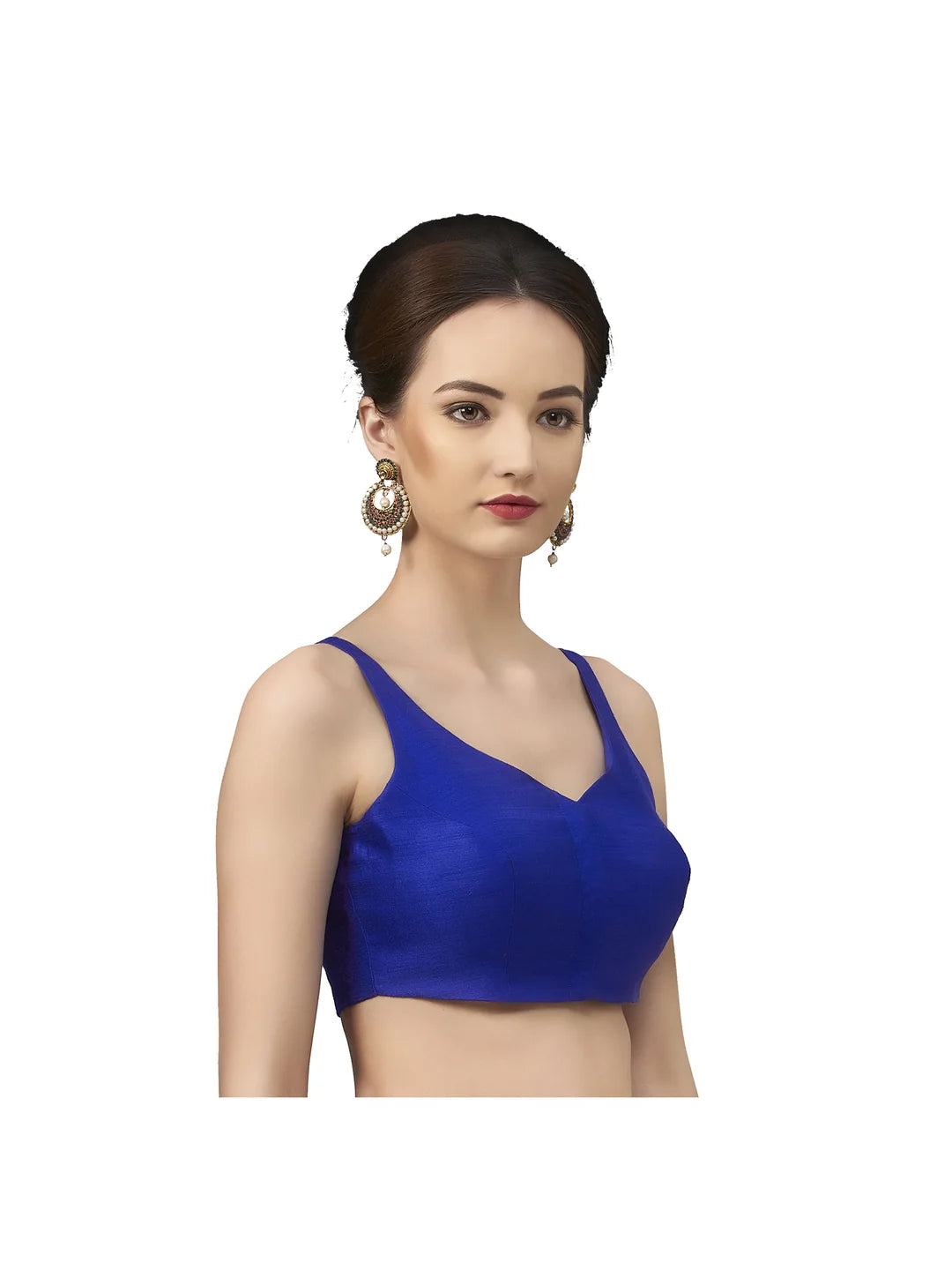 Royal Blue Silk V-Neck Blouse