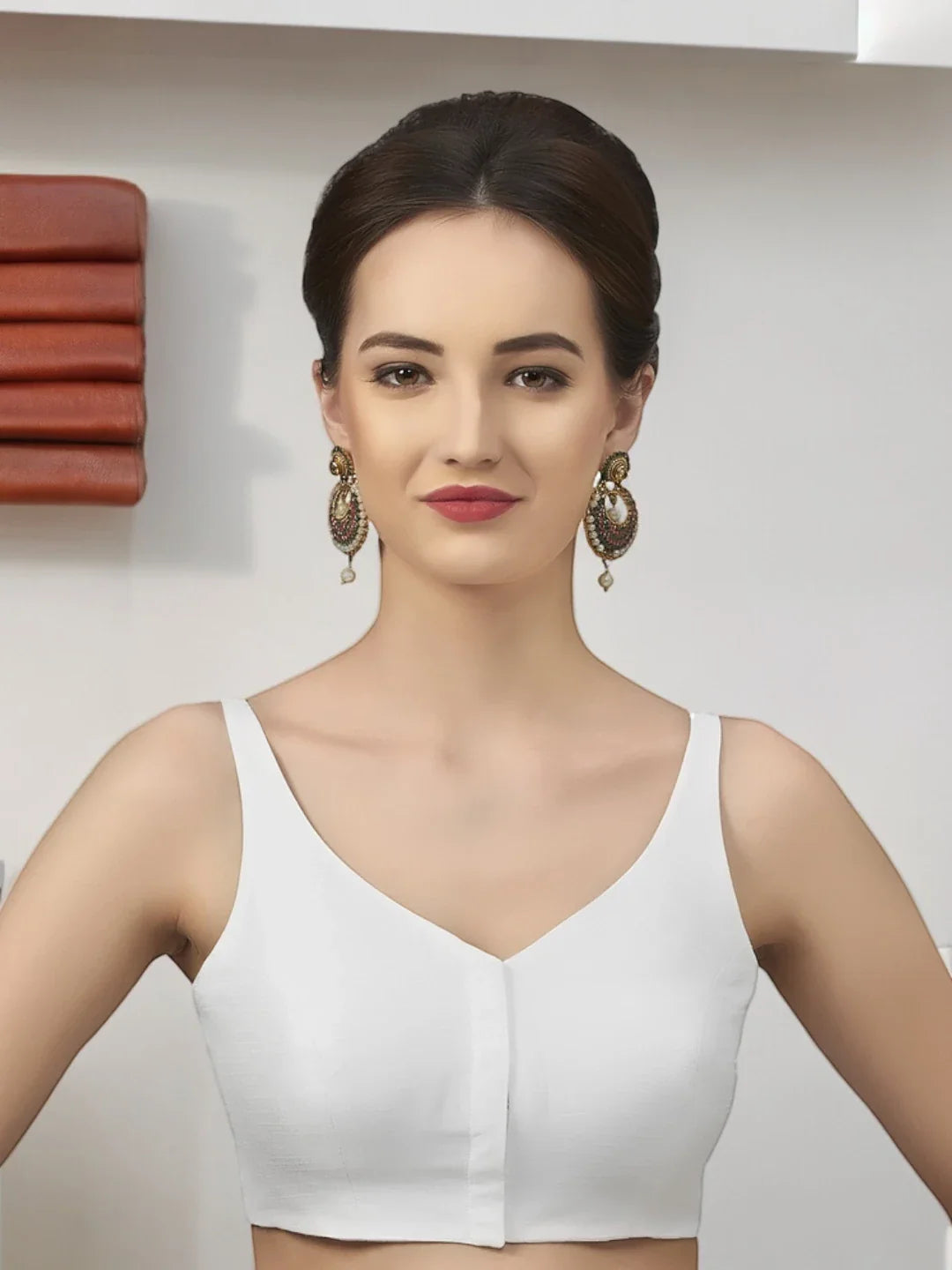 White Silk V-Neck Blouse