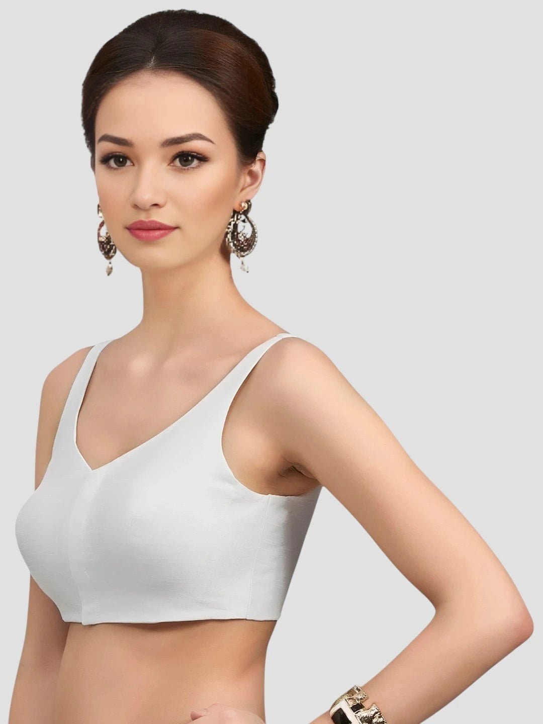 White Silk V-Neck Blouse