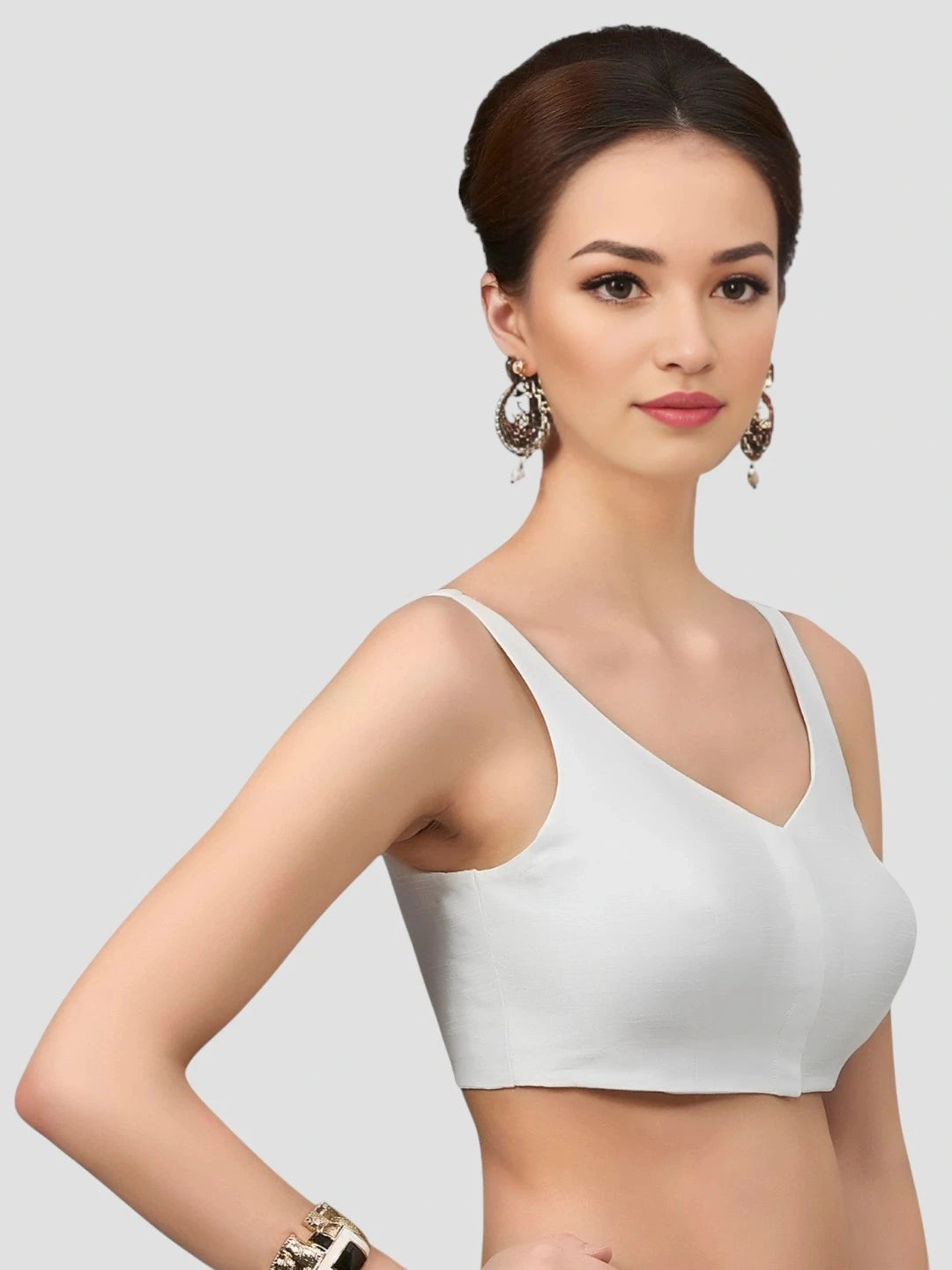 White Silk V-Neck Blouse