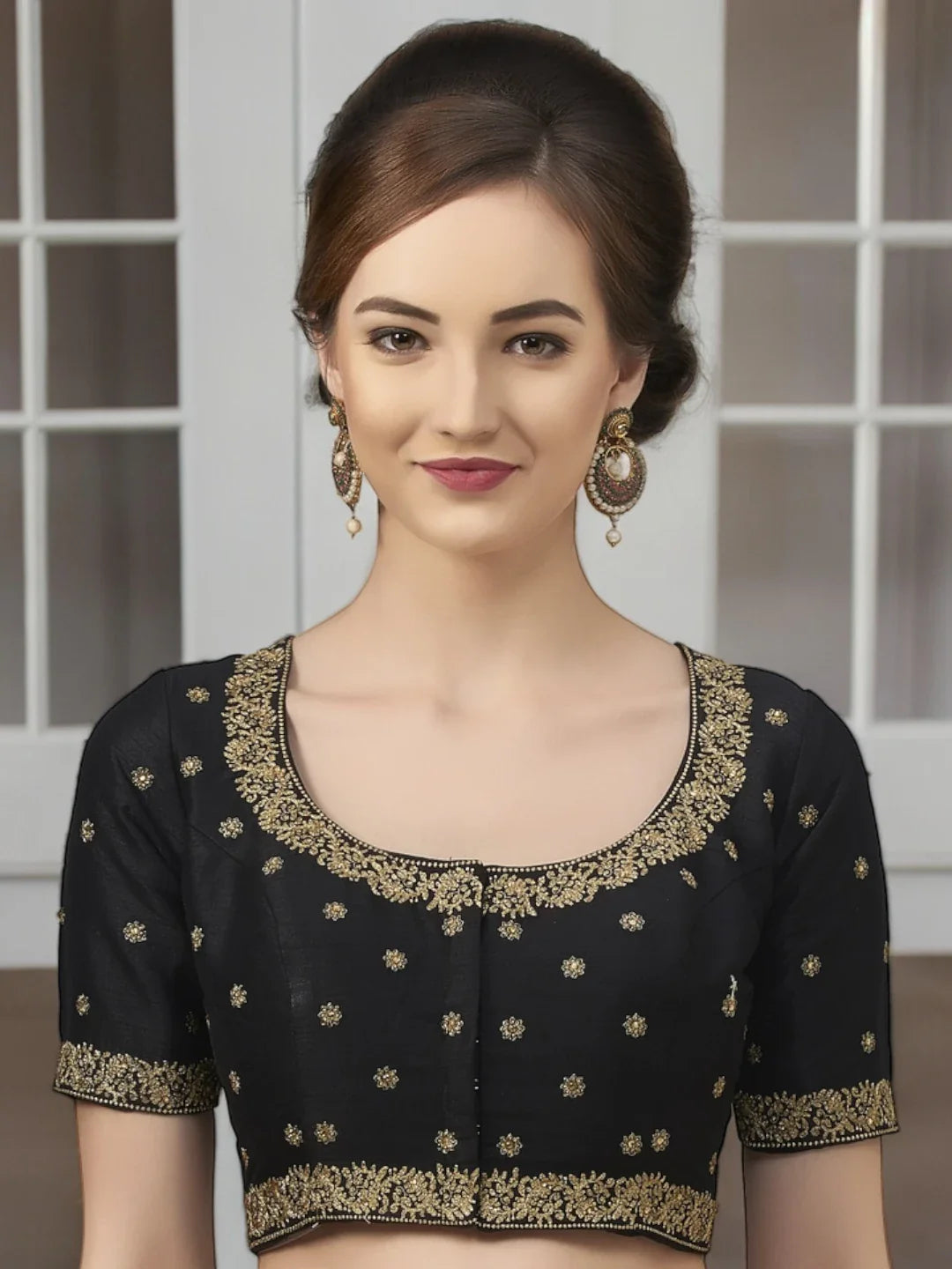 Brocade Black Embroidered Blouse