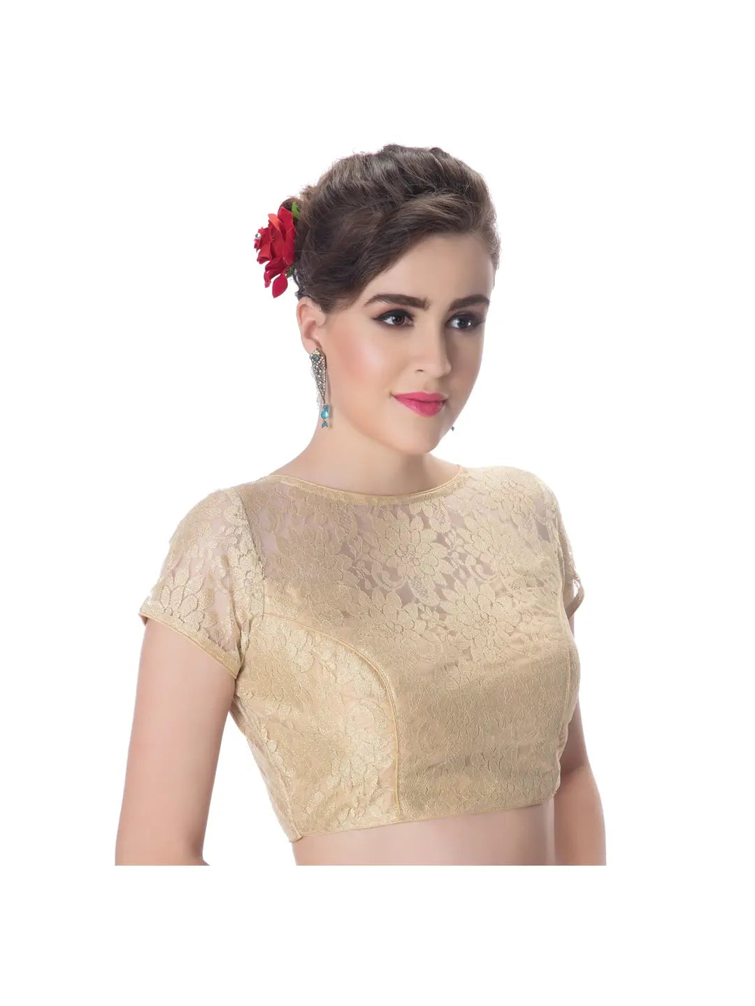 Gold Floral Net Blouse