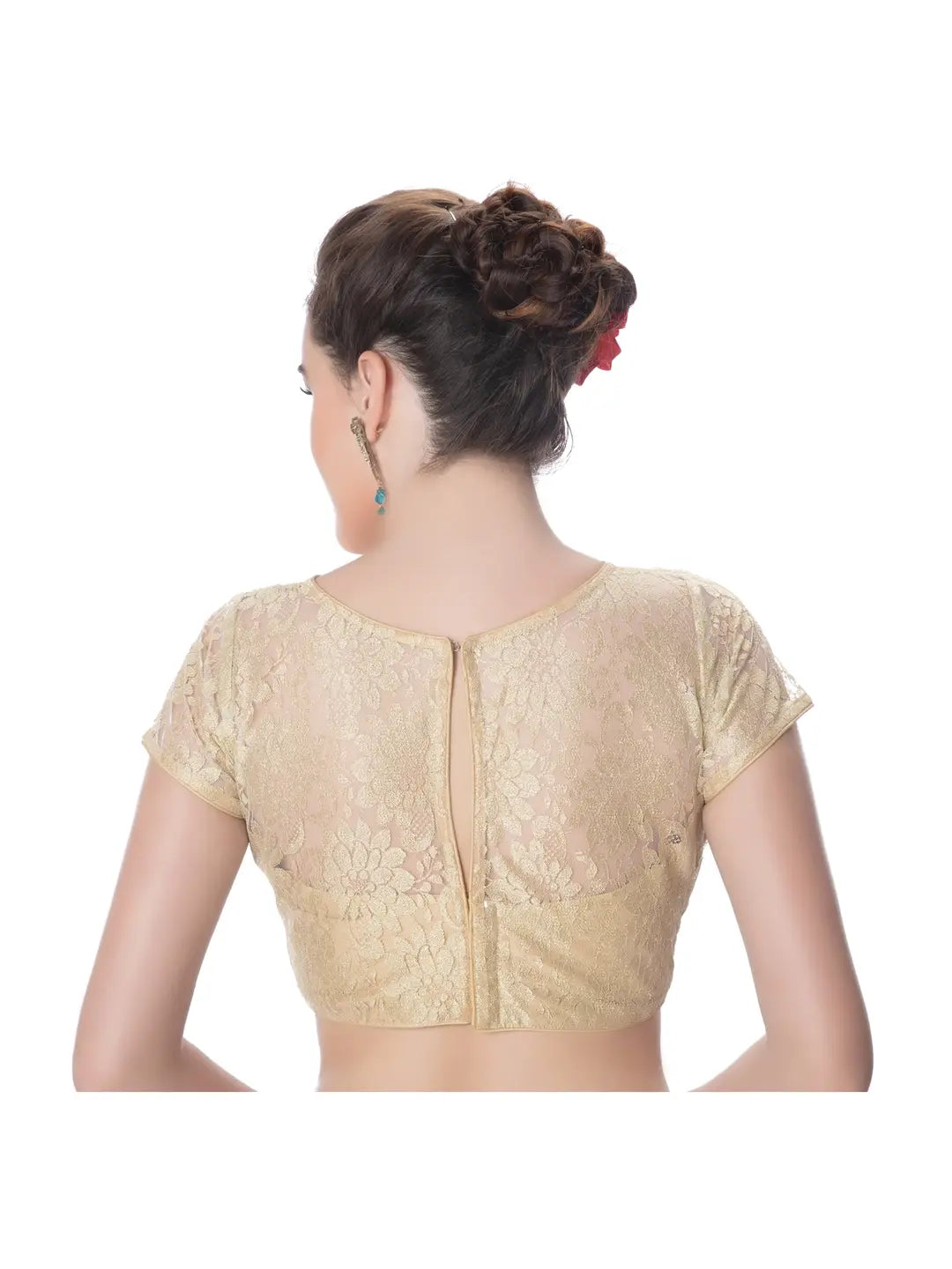 Gold Floral Net Blouse