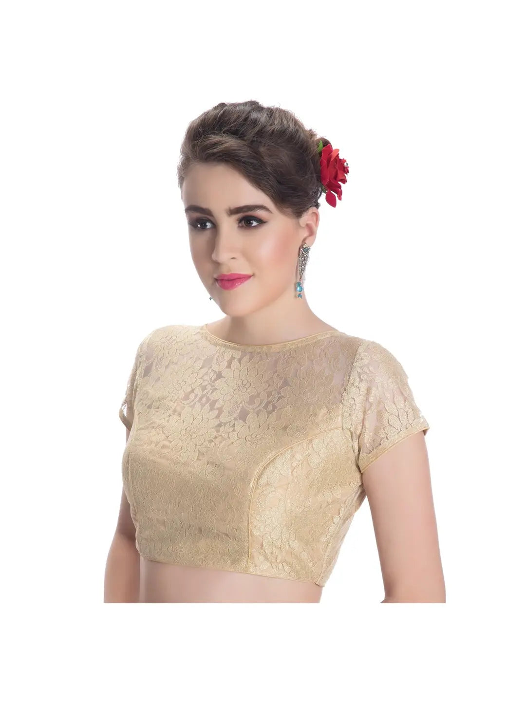 Gold Floral Net Blouse