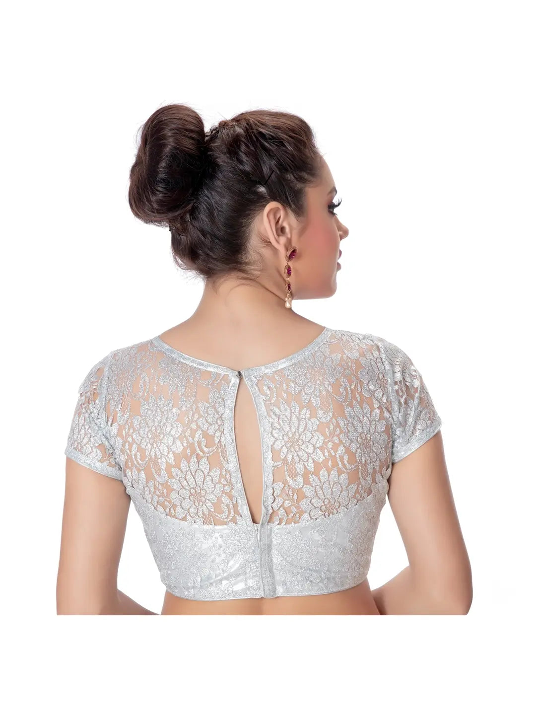 Silver Floral Net Blouse
