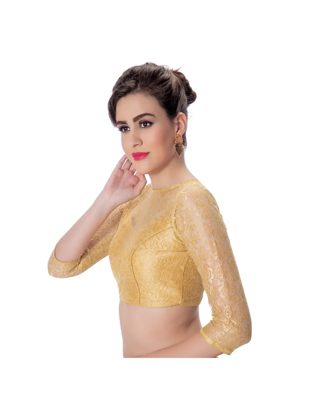 Gold Floral Net Blouse