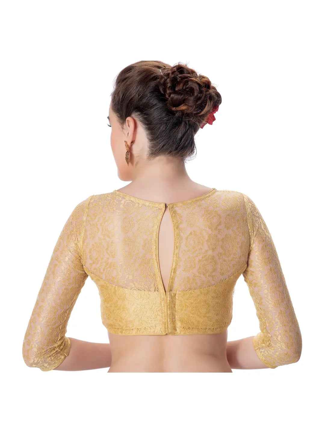 Gold Floral Net Blouse