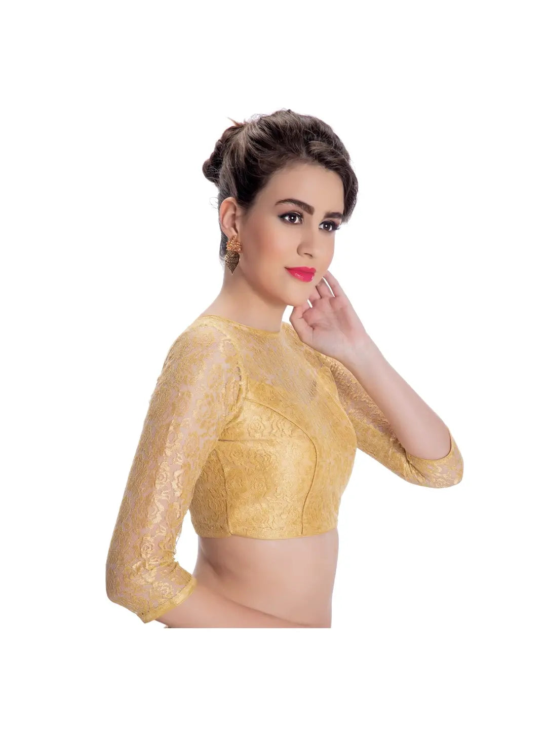 Gold Floral Net Blouse