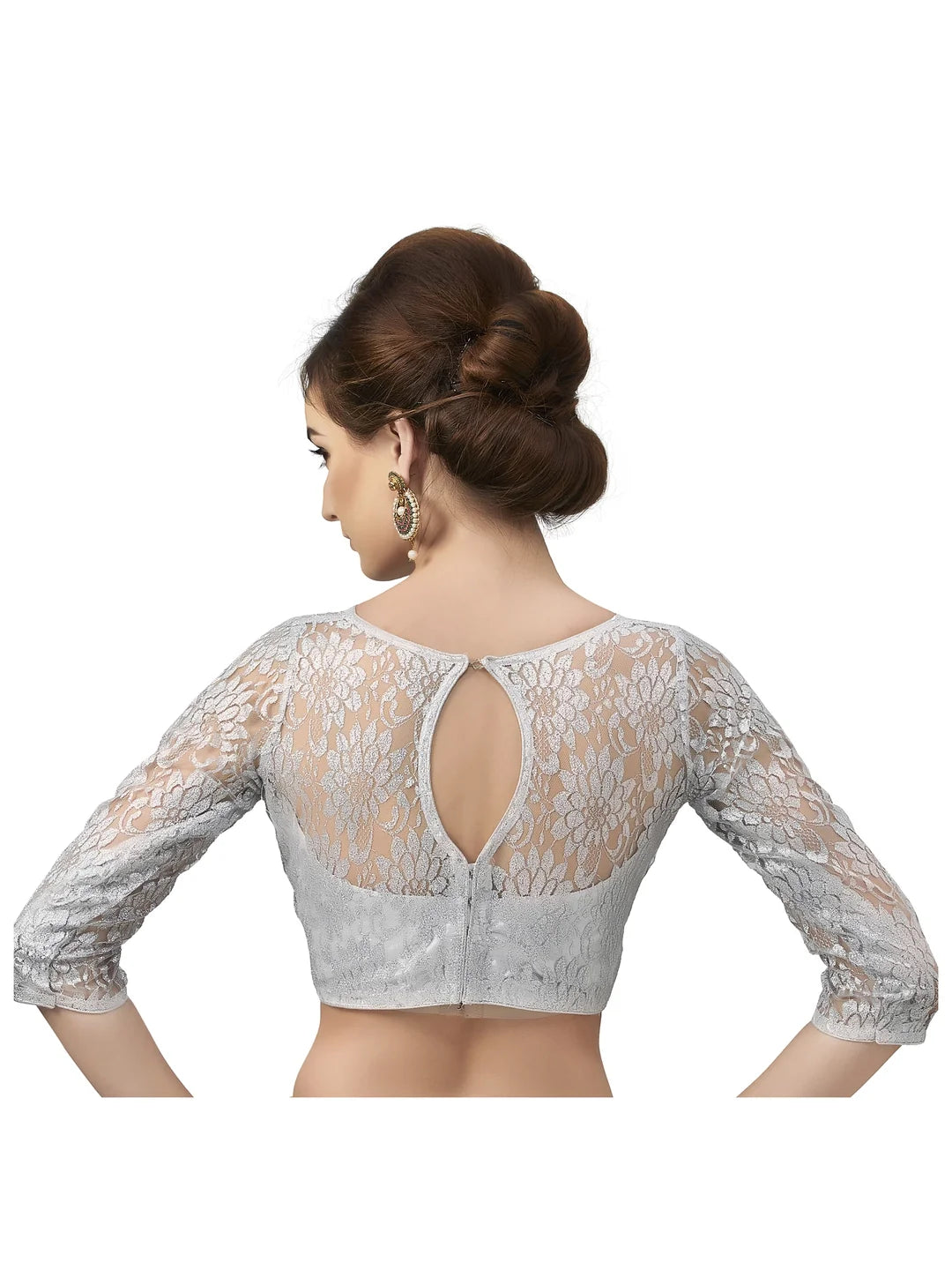 Silver Floral Net Blouse