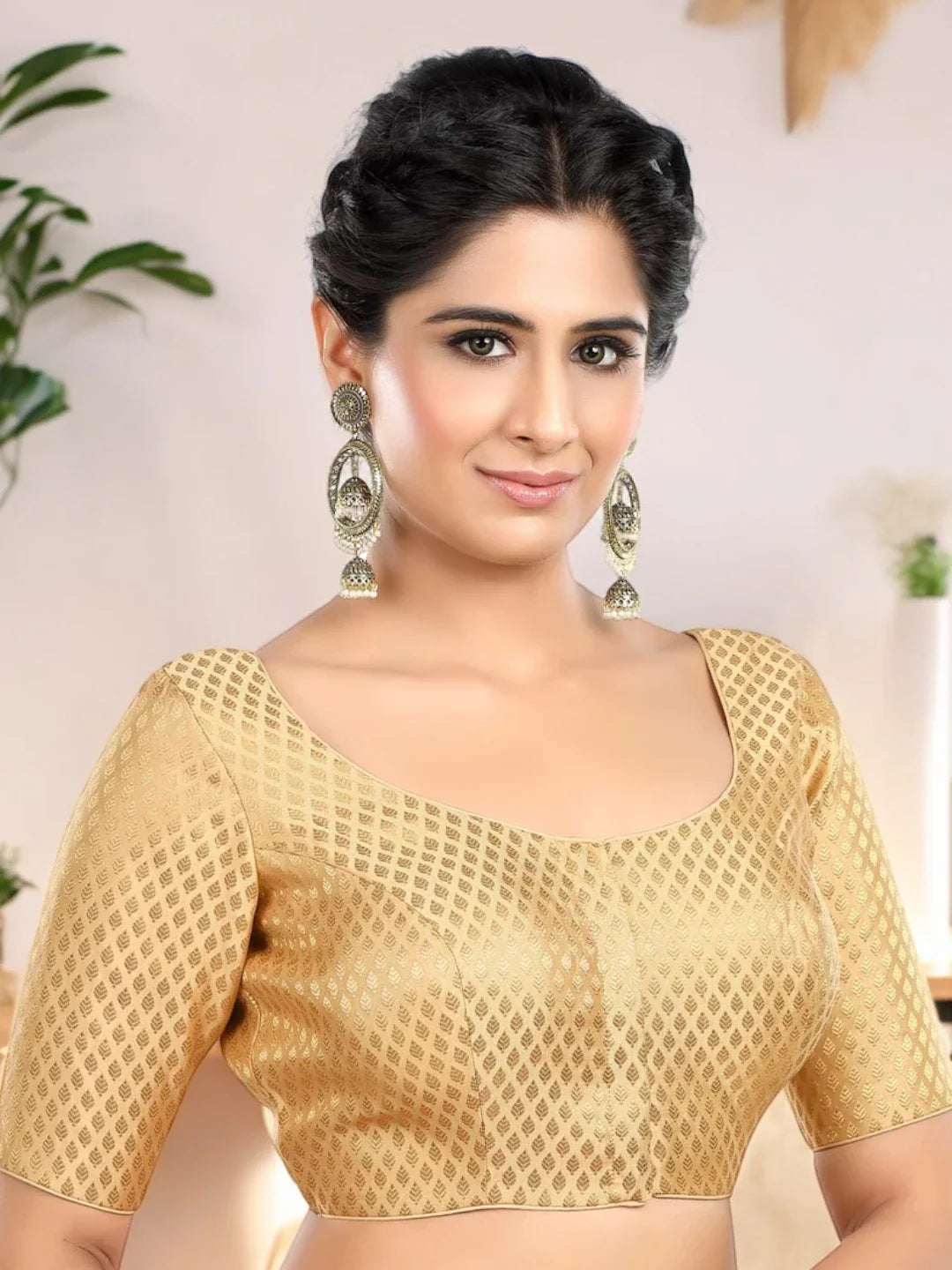 Golden Leaf Print Blouse