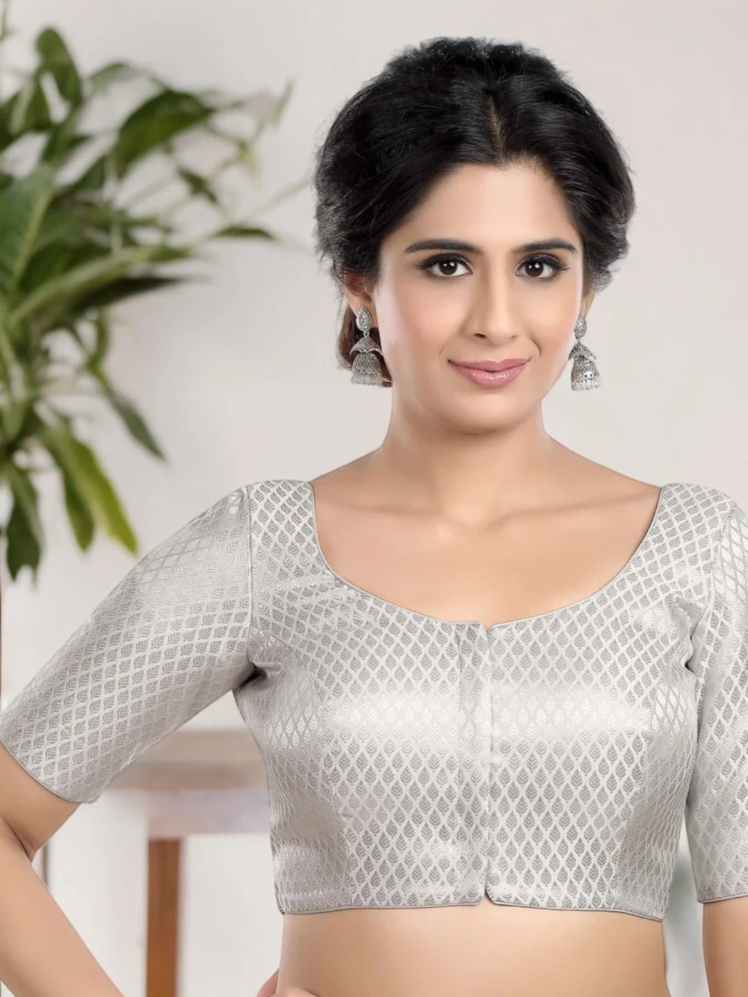 Silver Leaf Print Blouse