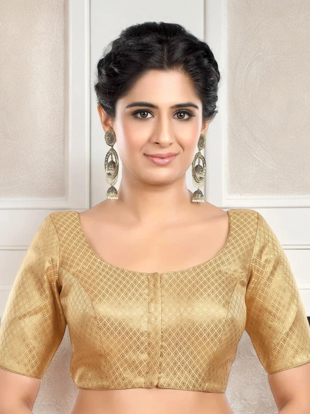 Golden Rhombus Print Blouse