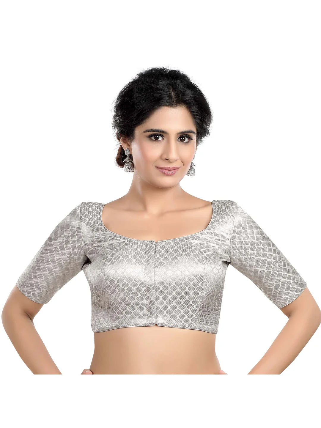 Silver Elegance Printed Blouse