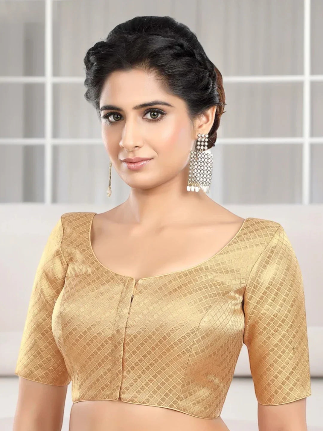 Golden Square Print Blouse