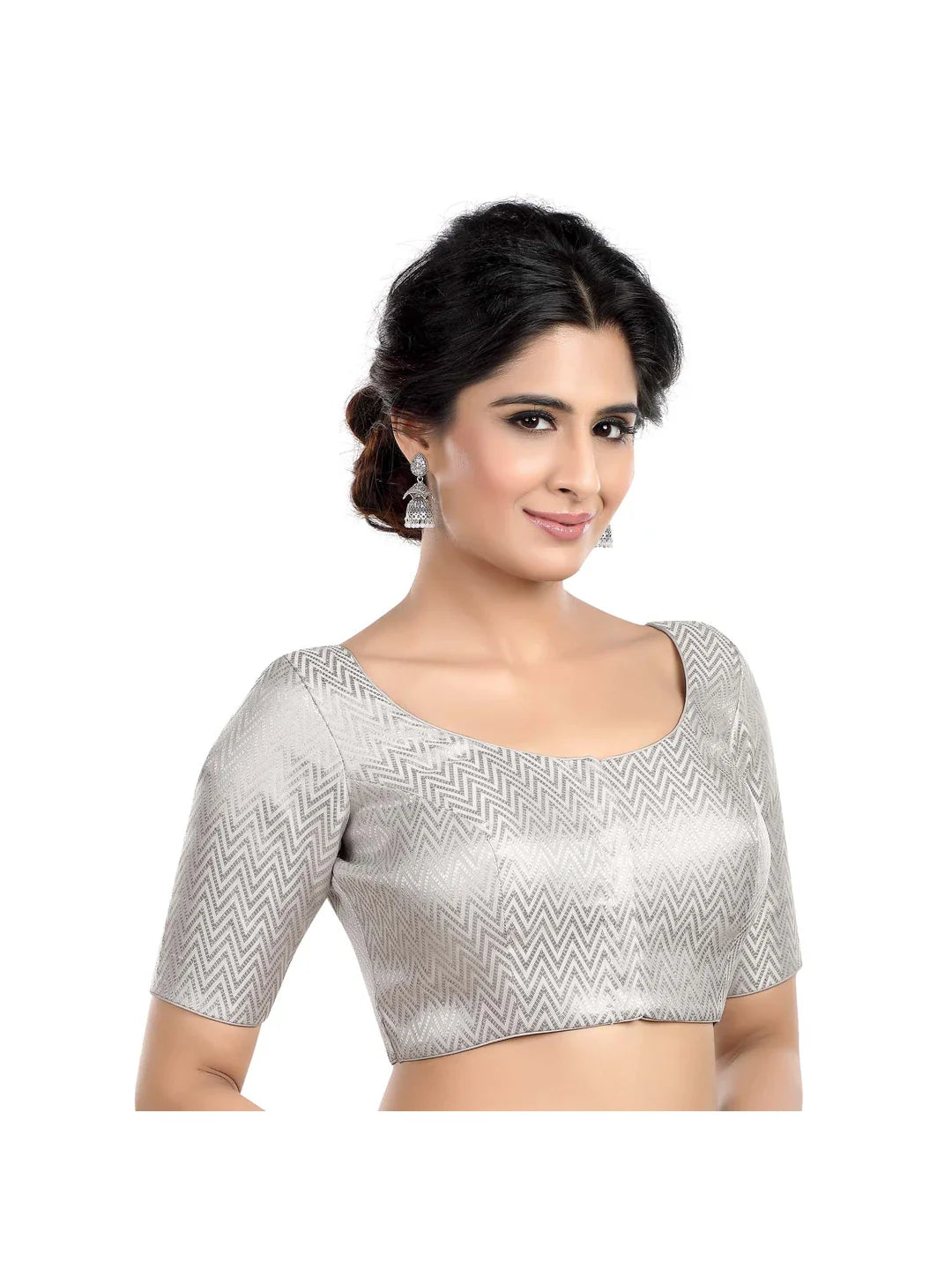 Silver Zigzag Print Blouse