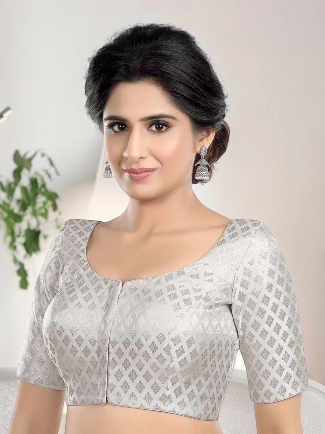 Silver Floral Print Blouse