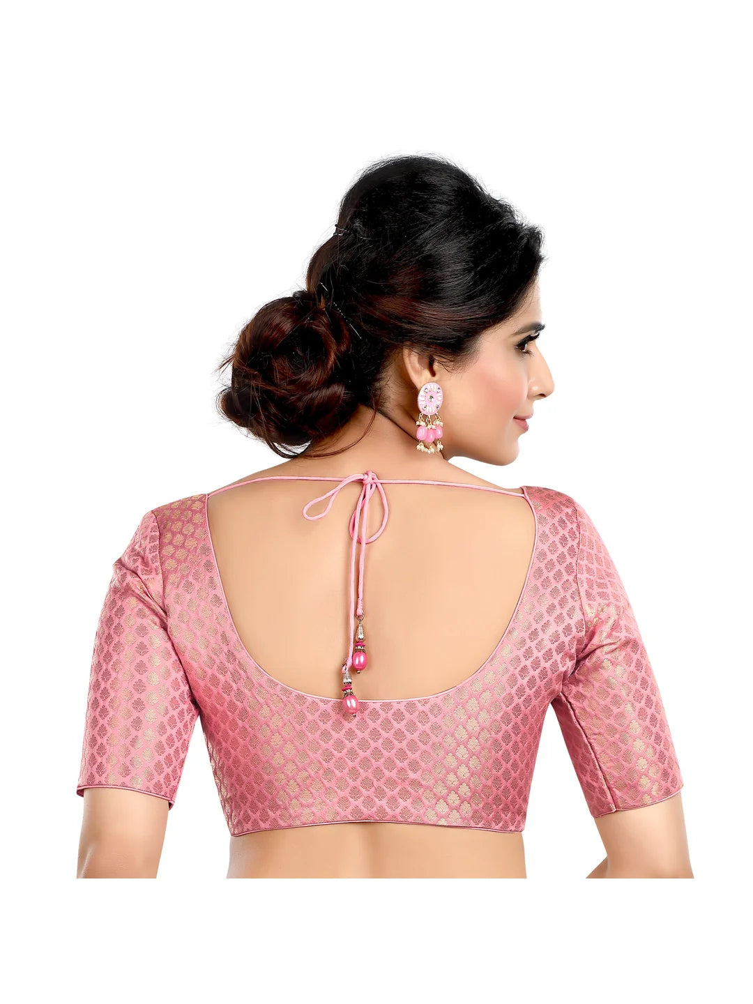 Baby Pink Brocade Printed Blouse