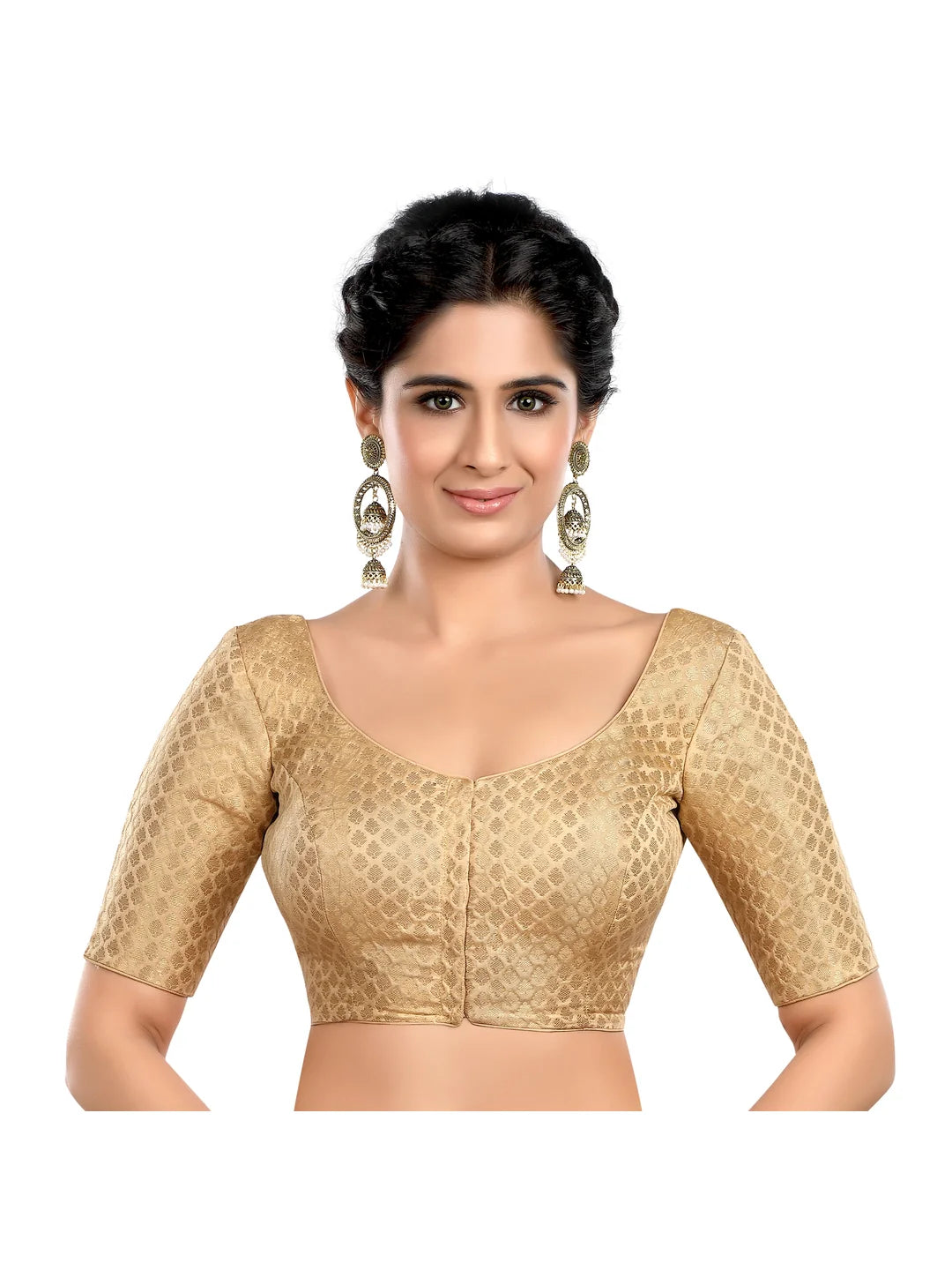 Gold Brocade Printed Blouse