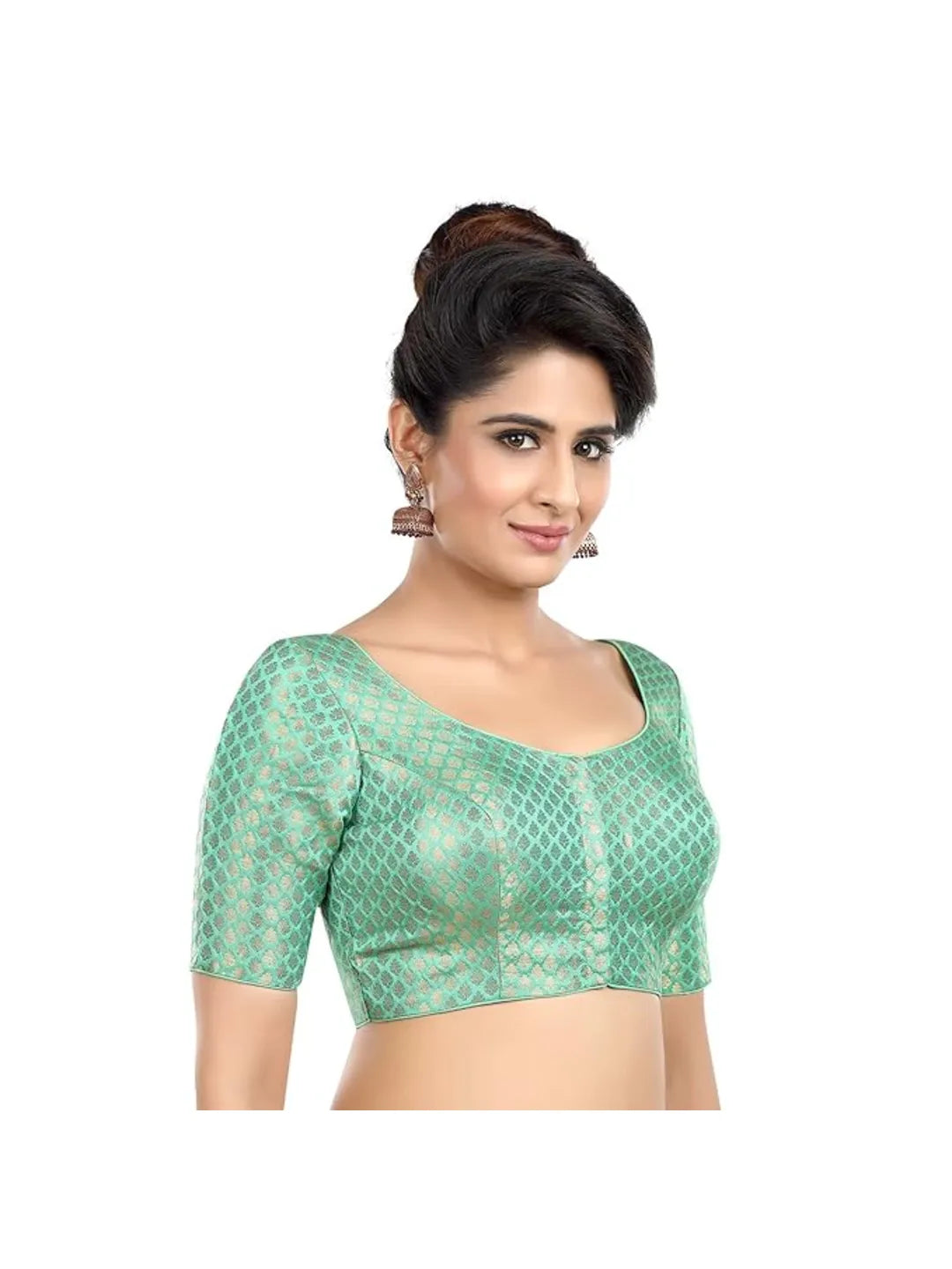 Sea Green Brocade Printed Blouse