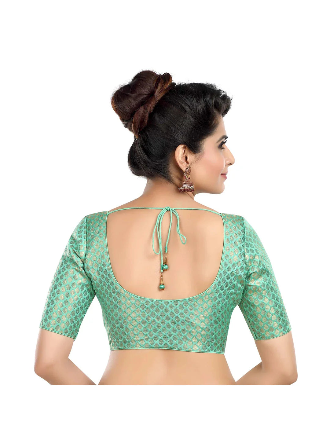 Sea Green Brocade Printed Blouse